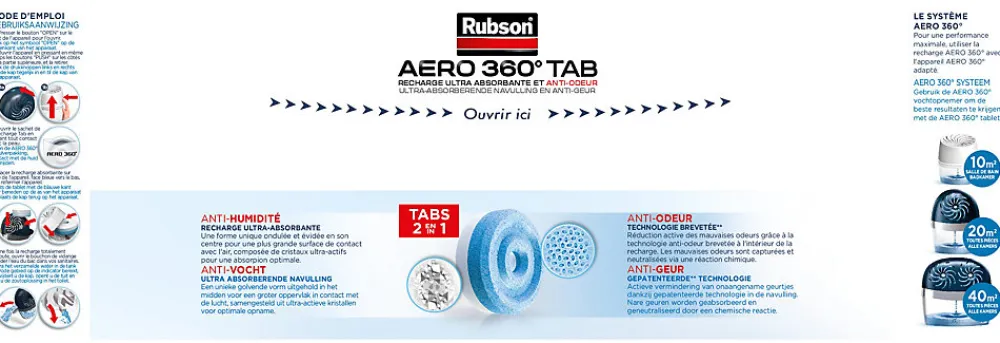 Rubson Absorbeur d'humidité AERO 30° recharges