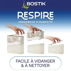 Bostik Absorbeur D'Humidité-Absorbeur d'humidité avec 2 tablettes de 250 g Respire pour surface de 25 m²