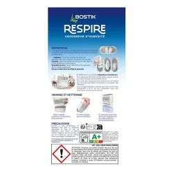 Bostik Absorbeur D'Humidité-Absorbeur d'humidité avec 2 tablettes de 250 g Respire pour surface de 25 m²