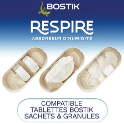 Bostik Absorbeur d'humidité avec 4 tablettes de 250 g Respire pour surface de 25 m²