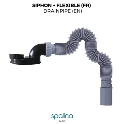 Spalina Evacuation De Baignoire-Accessoire Siphon extra plat + flexible 80x8x6cm, by