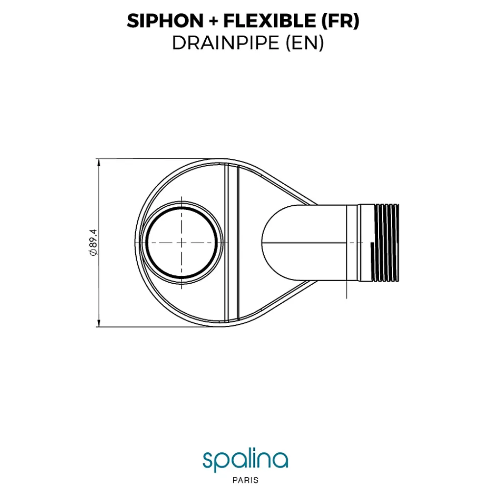 Spalina Evacuation De Baignoire-Accessoire Siphon extra plat + flexible 80x8x6cm, by