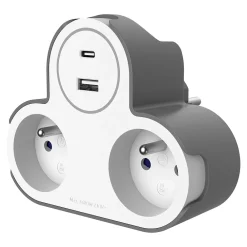 Jacobsen Adaptateur triplite + 2 USB blanche 16A