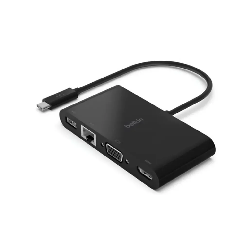 Belkin Chargeur Et Câble Usb-Adaptateur USBC Multimedia GBE HDMI VGA USBA noir