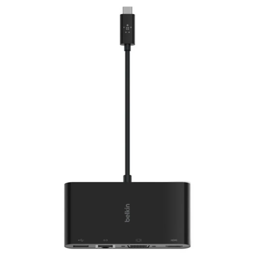 Belkin Chargeur Et Câble Usb-Adaptateur USBC Multimedia GBE HDMI VGA USBA noir