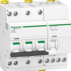 Schneider Electric Interrupteur Et Disjoncteur Différentiel-A9de7720 Disjoncteur Différentiel Triphasé 3p+n 20a - 300ma - 6ka - Type Ac Courbe C - Schneider Icv40n