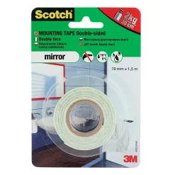 Scotch Adhésif double face miroir 19 mm x 1,5 m