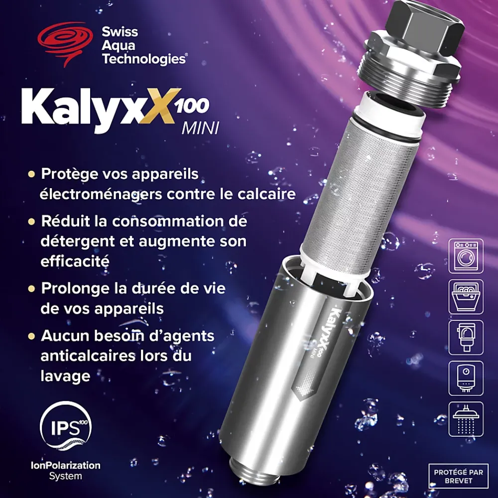 Swiss Aqua Technologies Adoucisseur D'Eau-Adoucisseur d'eau Anticalcaire Antibacterien innovant IPS 100 Kalyxx MINI G 1/2" femelle (IPSKXMG12W)