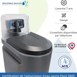Toodo Adoucisseur d'Eau 20L Fleck 5600 MC Mécanique Chronométrique Anti Calcaire Fabriqué En France