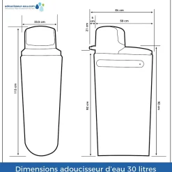 Toodo Adoucisseur D'Eau-Adoucisseur D'eau 30L Fleck 5600 MV Mécanique Volumétrique Anti Calcaire Fabriqué En France