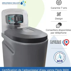 Toodo Adoucisseur D'Eau-Adoucisseur D'eau 30L Fleck 5600 MV Mécanique Volumétrique Anti Calcaire Fabriqué En France