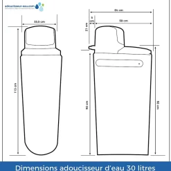 Toodo Adoucisseur D'Eau-Adoucisseur D'eau 30L Fleck 5800 SXT Monobloc Volumétrique Electronique Anti Calcaire Fabriqué En France