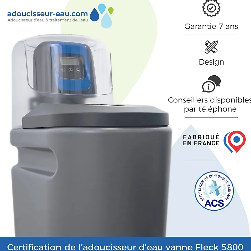 Toodo Adoucisseur D'Eau-Adoucisseur D'eau 30L Fleck 5800 SXT Monobloc Volumétrique Electronique Anti Calcaire Fabriqué En France