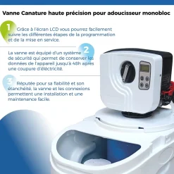 Toodo Adoucisseur D'Eau-Adoucisseur D'eau 20l Vanne Canature Complet Avec Accessoires - 1 à 4 Personnes