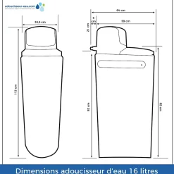 Toodo Adoucisseur D'eau Tactile 16l Fleck 5800 Xtr Fabriqué En France Avec Kit D'installation Complet