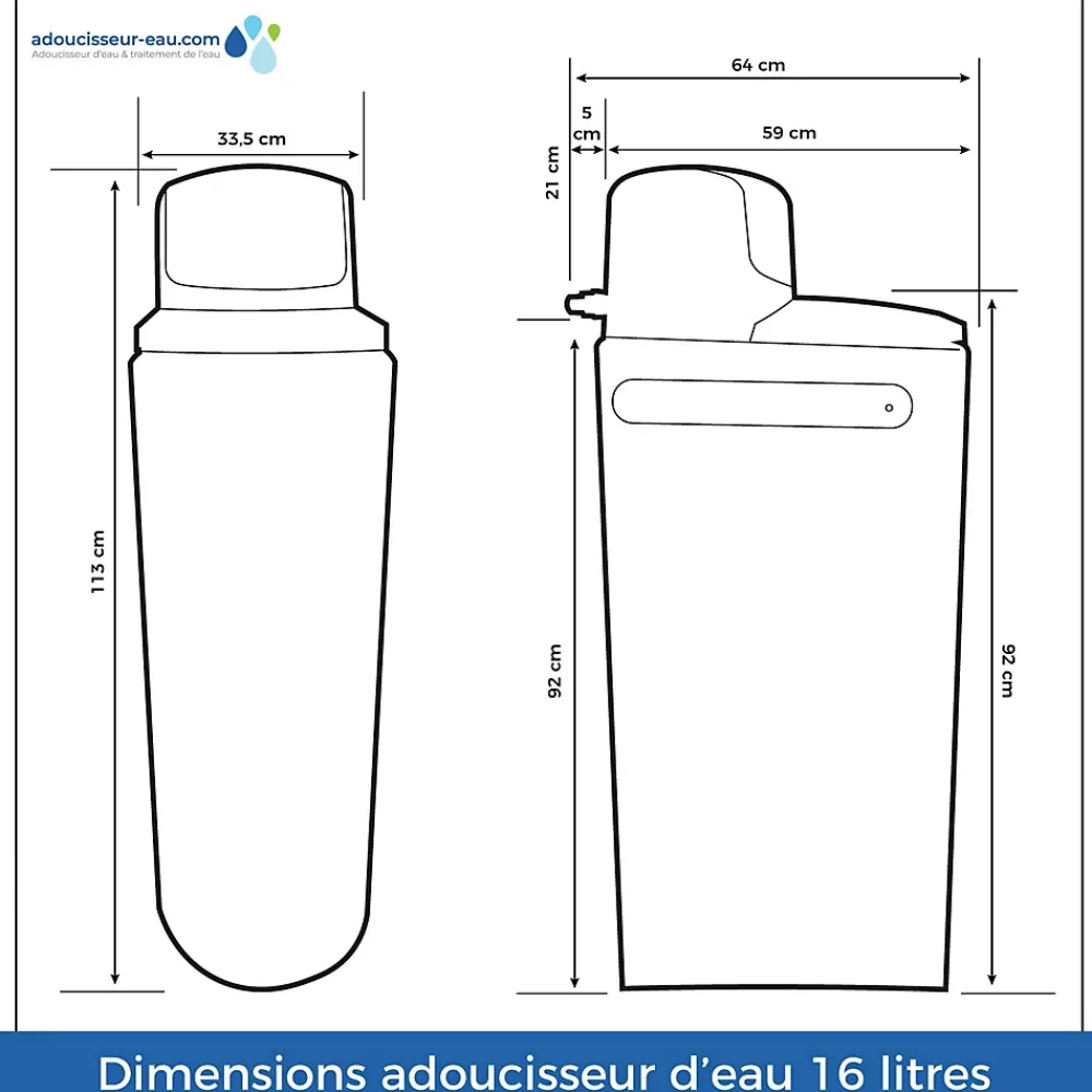 Toodo Adoucisseur D'eau Tactile 16l Fleck 5800 Xtr Fabriqué En France Avec Kit D'installation Complet
