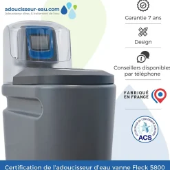 Toodo Adoucisseur D'eau Tactile 16l Fleck 5800 Xtr Fabriqué En France Avec Kit D'installation Complet