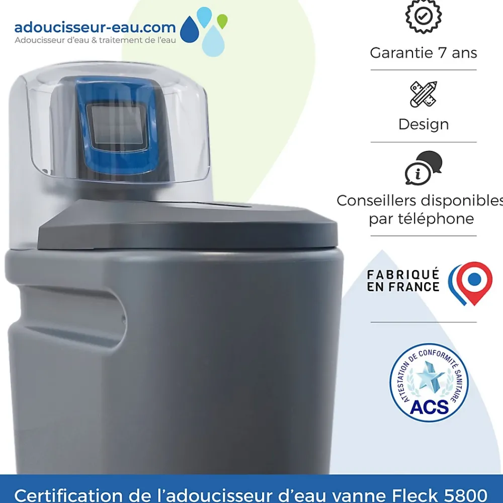 Toodo Adoucisseur D'eau Tactile 16l Fleck 5800 Xtr Fabriqué En France Avec Kit D'installation Complet