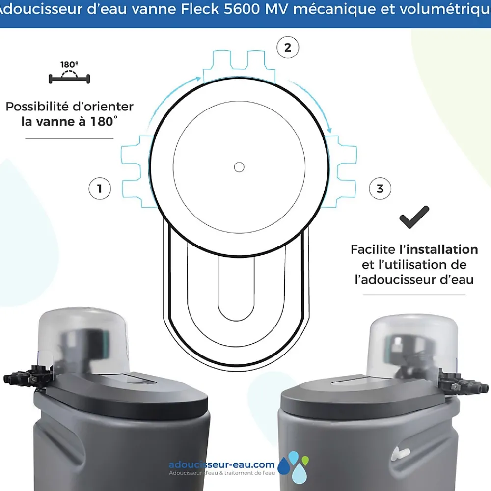 Toodo Adoucisseur D'Eau-Adoucisseur Eau 20L Fleck 5600 MV Mécanique Volumétrique Complet Avec Accessoires Fabriqué En France