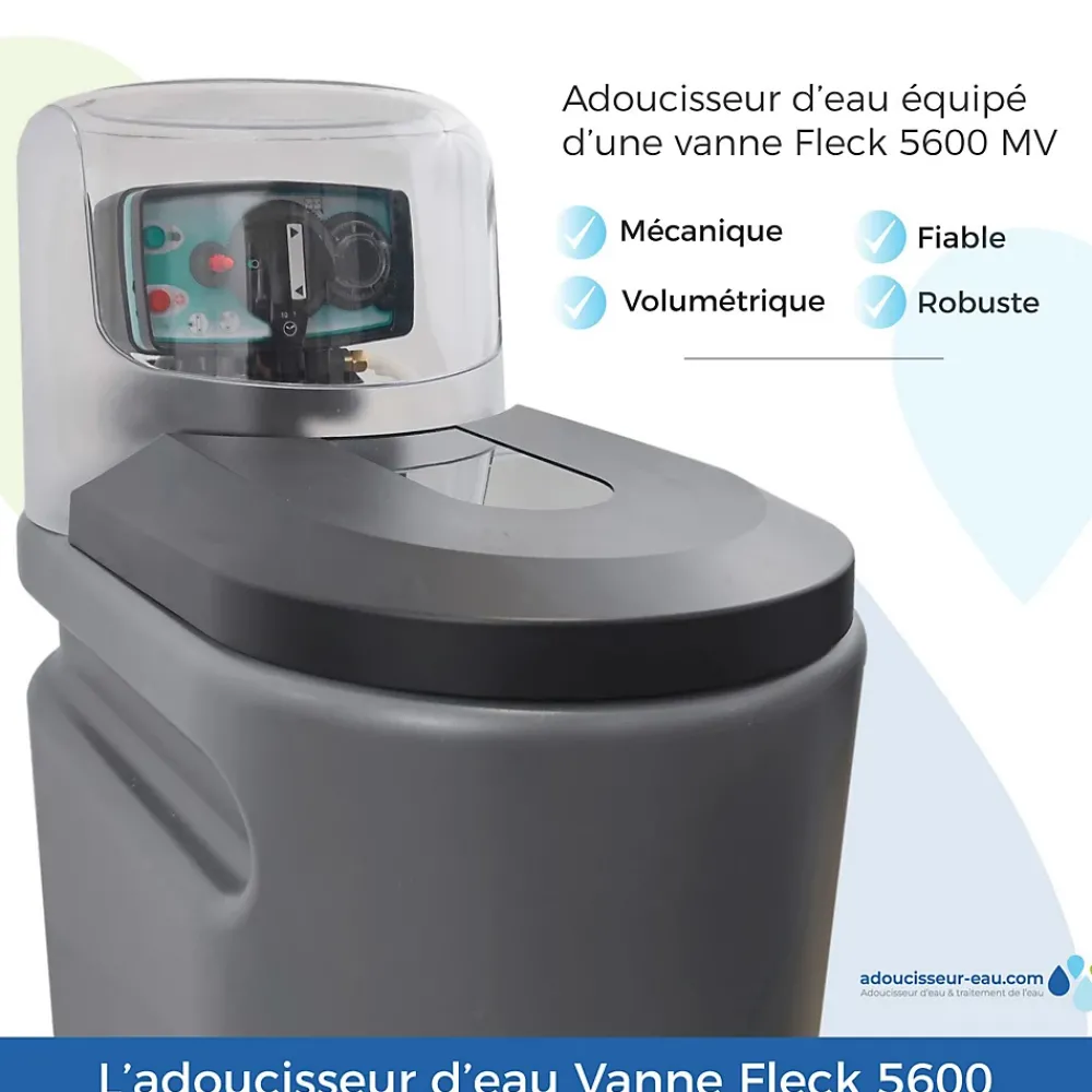 Toodo Adoucisseur D'Eau-Adoucisseur Eau 20L Fleck 5600 MV Mécanique Volumétrique Complet Avec Accessoires Fabriqué En France