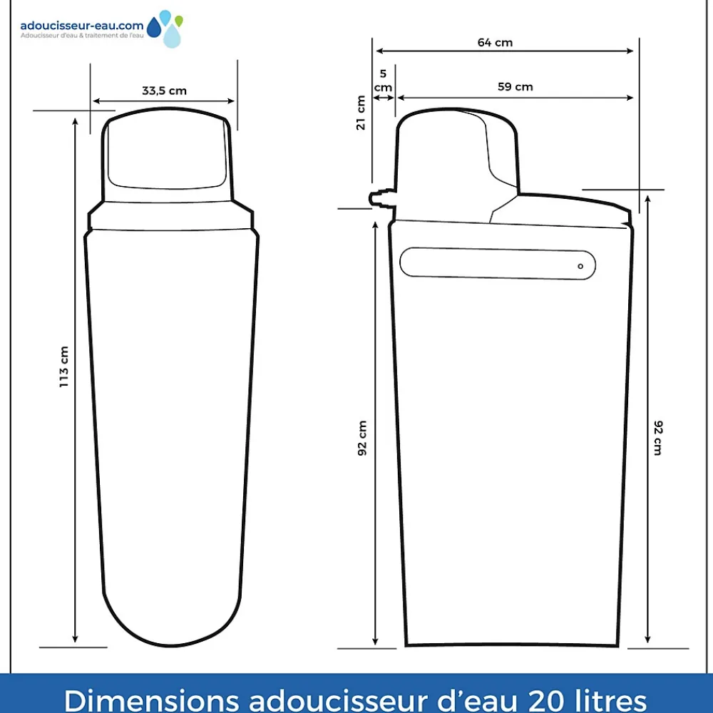 Toodo Adoucisseur D'Eau-Adoucisseur Eau 20L Fleck 5600 MV Mécanique Volumétrique Complet Avec Accessoires Fabriqué En France