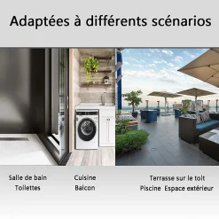 AICA Sanitaire AICA caniveau de douche en acier inoxydable italien 2 en 1, réglable en hauteur et pivotante - 100 cm