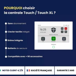 Daewoo Alarme maison sans fil avec écran tactile 7'' AM351 livrée avec 2 caméras Full HD et 12 accessoires - Sans abonnement