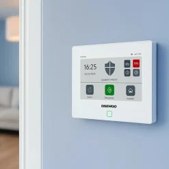 Daewoo Alarme maison sans fil avec écran tactile 7'' AM351 livrée avec 2 caméras Full HD et 12 accessoires - Sans abonnement