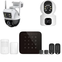Lifebox Alarme Sans Fil-Alarme maison wifi et gsm 4G sans fil connectée Casa Noire avec 2 caméras double objectif - kit 1