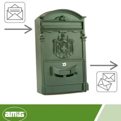 Amig Boîte Aux Lettres 2 Portes-- Boîte aux lettres 4 - 400 x 240 x 80 mm - Aluminium - Vert