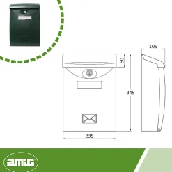 Amig - Boîte aux lettres 7 - 345 x 240 x 105 mm - Plastique - Vert