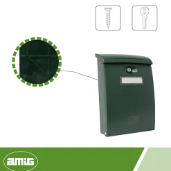 Amig - Boîte aux lettres 7 - 345 x 240 x 105 mm - Plastique - Vert