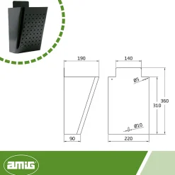 Amig Boîte Aux Lettres 2 Portes-- Boîte publicité 77 - 220 x 360 x 190 mm - Acier - Noir
