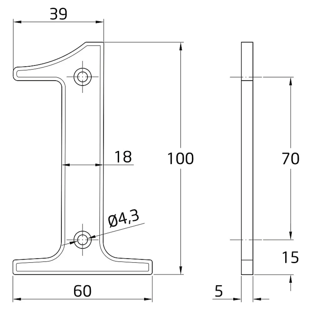 Amig - Chiffres - 4'' - 100 mm - Laiton - Poli
