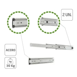 AMIG - Coulisse pour tiroir à bille 35 - 500 x 45 mm - Acier - Zingué