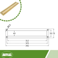 Amig Boîte Aux Lettres 2 Portes-- Entrée de boîte aux lettres 2 - 342 x 73 mm - Laiton - Poli