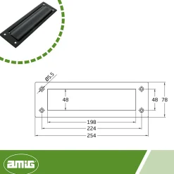 Amig - Entrée de boîte aux lettres 1 - 254 x 78 mm - Acier - Noir