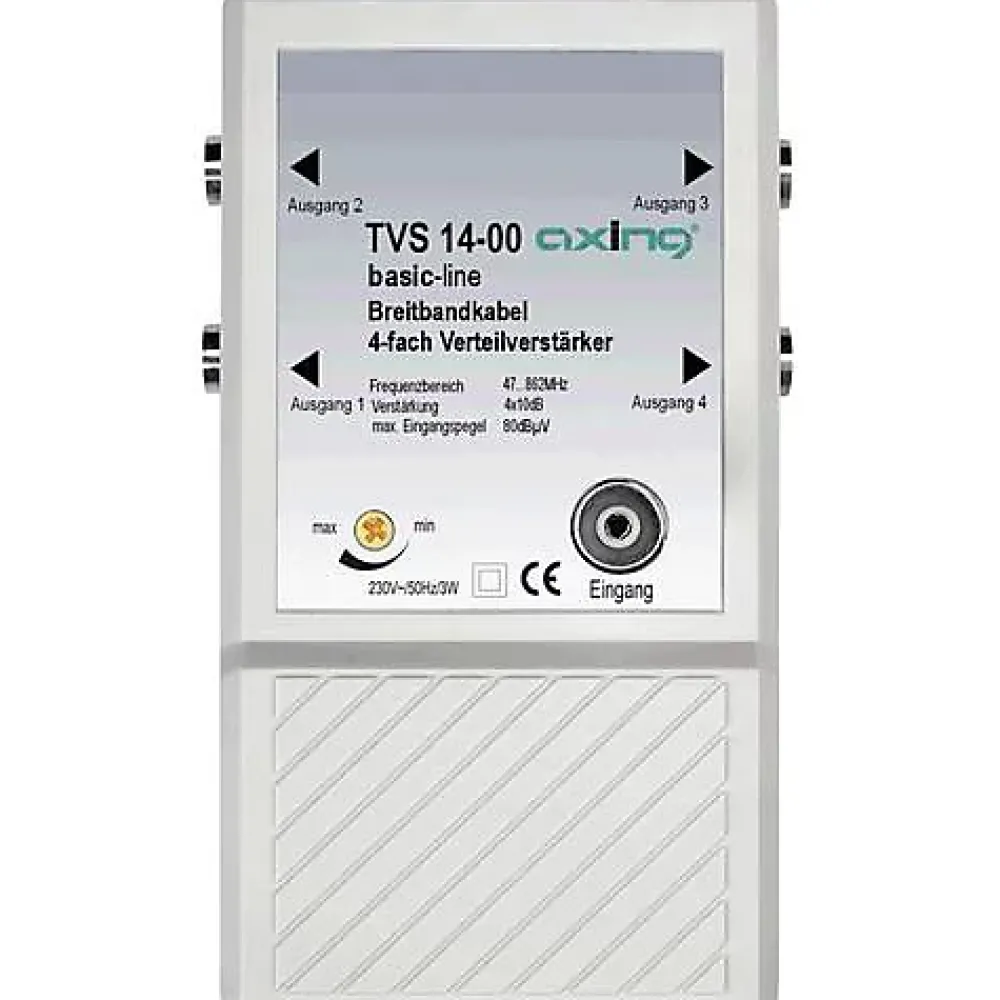 Axing Amplificateur Tv-Amplificateur répartiteur TVS 14 - 6 sorties, gain 4 x 10 dB, 47-862 MHz