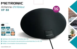Metronic Antenne d'intérieur XP 88 4K UHD - 694 MHz - noire et blanche