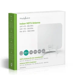 Nedis Antenne HDTV d'Intérieur 0 - 25 km Gain de 30 dB FMVHFUHF Blanche