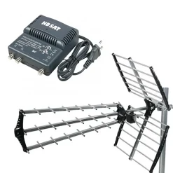 Hdsat Antenne, Parabole Et Fixation-Antenne TNT Trinappe Gain 18dB + Amplificateur tnt 2 Sorties