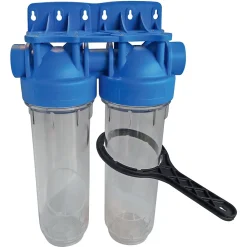 Aquawater Station De Filtration-- Station filtre double nu - Taille standard 10 - avec clé de déserrage