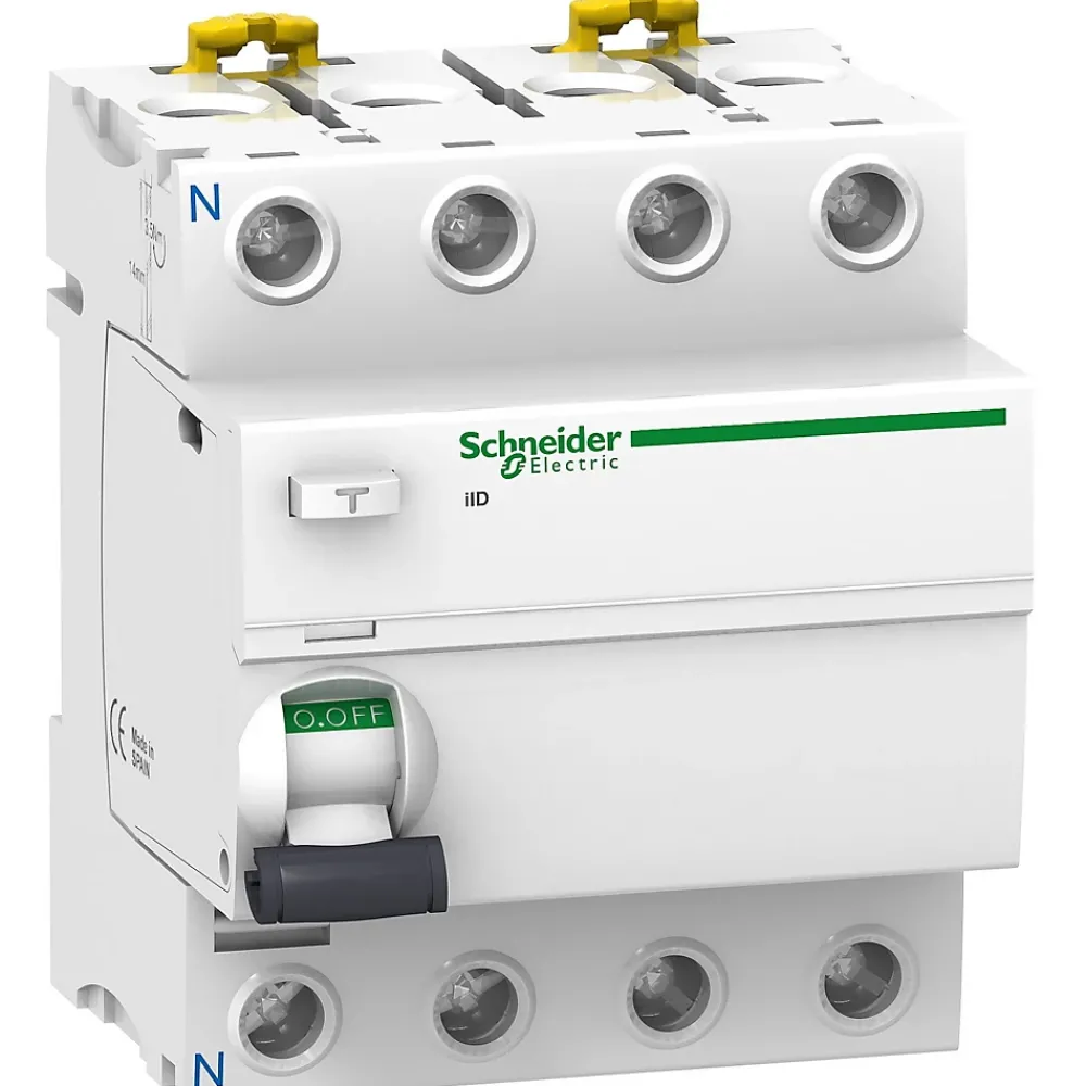 Schneider Electric A9r11491 - Interrupteur Différentiel Tétrapolaire 30ma - 100a - Type Ac - Schneider Acti9 Iid - 4 Modules