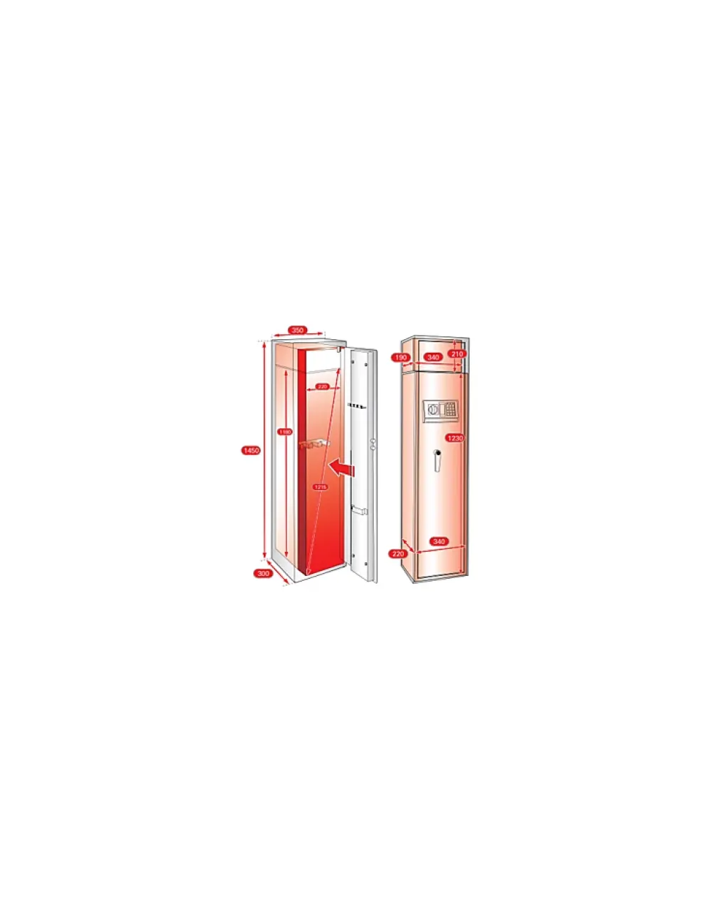 Thirard Armoire à fusils Cardiff, fermeture électronique à code, 2 pênes, capacité de 5 fusils -