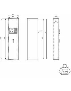 Thirard Armoire à fusils Monteria, fermeture électronique à code, 4 pênes, capacité de 10 fusils -
