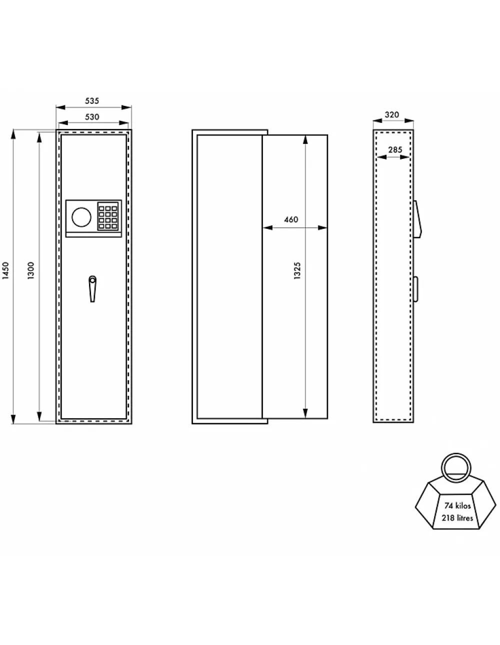 Thirard Armoire à fusils Monteria, fermeture électronique à code, 4 pênes, capacité de 10 fusils -