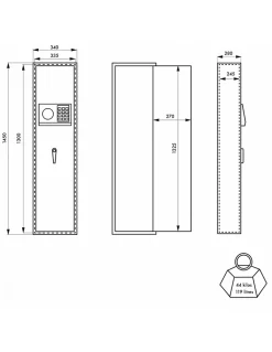 Thirard Armoire À Fusils-Armoire à fusils Monteria, fermeture électronique à code, 4 pênes, capacité de 5 fusils -