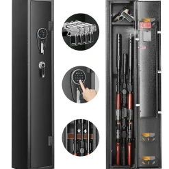 Nature Pro Armoire à 3 Fusils 4 Pistolets en Acier Coffre-Fort pour Armes à Feu 2 Façons de Verrouillage Mot de Passe et 2 Clés