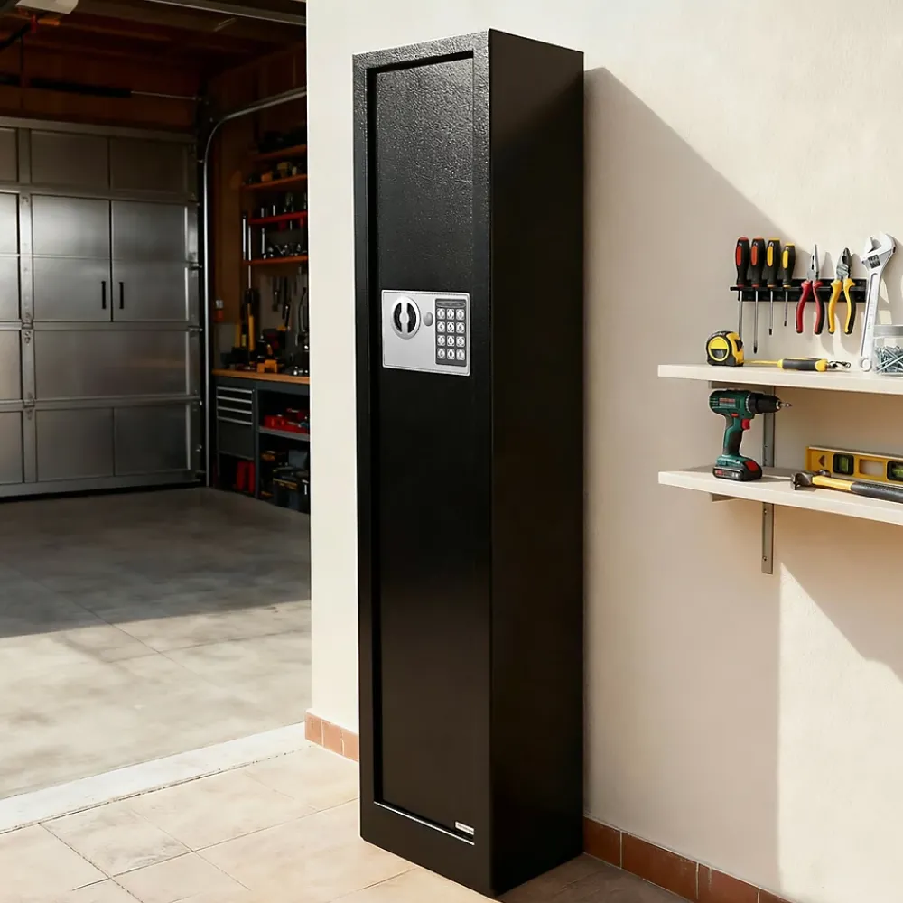 Smith & Locke Armoire à fusils serrure électronique – 3 armes, acier noir – 60 L – l.25 x H.125 x P.25 cm