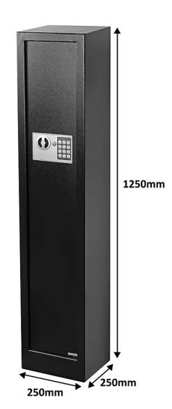 Smith & Locke Armoire à fusils serrure électronique – 3 armes, acier noir – 60 L – l.25 x H.125 x P.25 cm